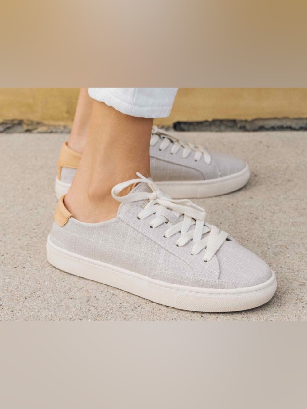 Soludos Women's Ibiza Linen Casual Sneakers - Light Gray Size 7.5 New